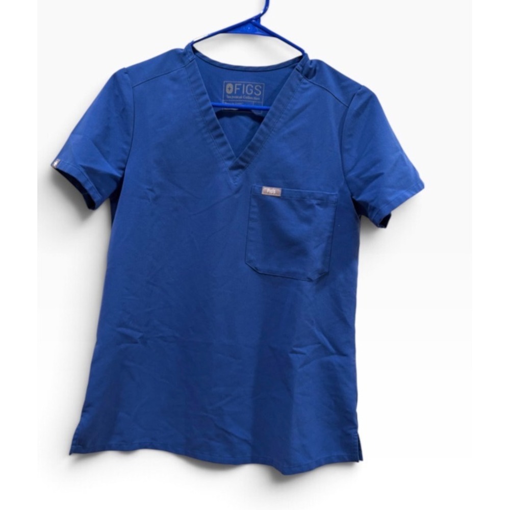 FIGS Casma V-Neck Scrub Top Royal Blue XS Technical Collection Pocket Medical